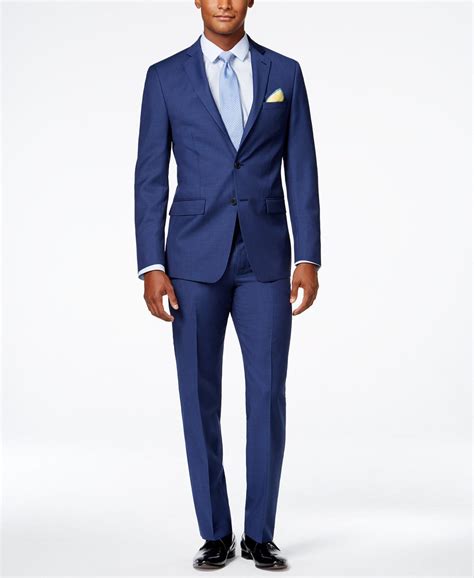 Calvin Klein X Fit Blue Solid Slim Fit Suit Separates