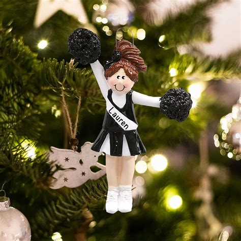 Cheerleader Black Uniform Personalized Ornament