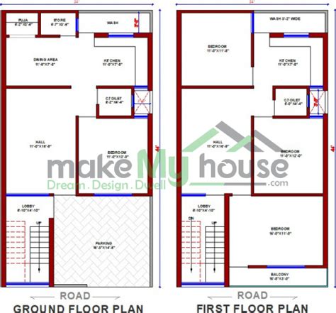 Buy 24x44 House Plan 24 By 44 Elevation Design Plot Area Naksha