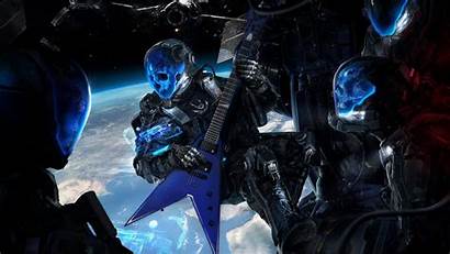 Guitar Skull Futuristic Space Science Fiction Earth