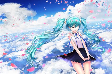 Wallpaper Illustration Anime Girls Clouds Hatsune Miku Computer