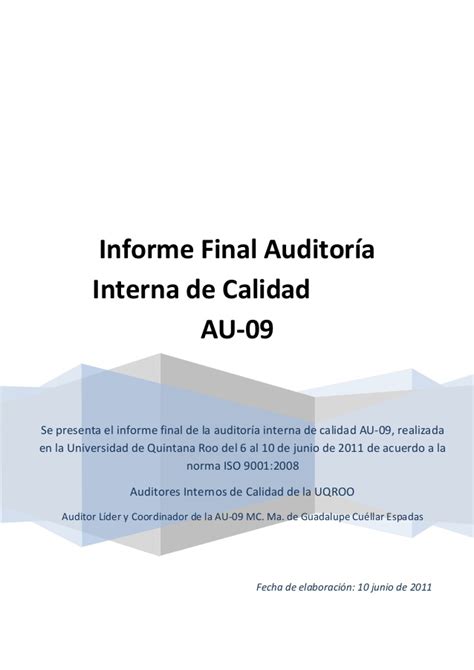 Informe Final Auditoria Interna De Calidad
