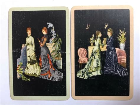 Vintage Swap Playing Cards Victorian Era Ladies Woman And Mansion