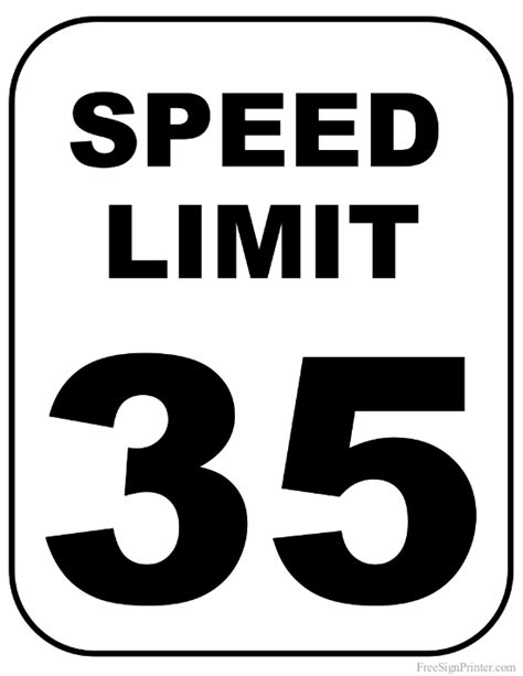 Printable 35 Mph Speed Limit Sign Sign