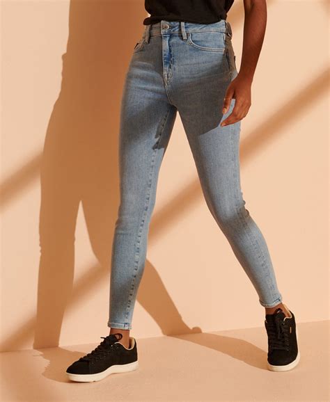 dames skinny jeans met hoge taille light indigo vintage superdry nl