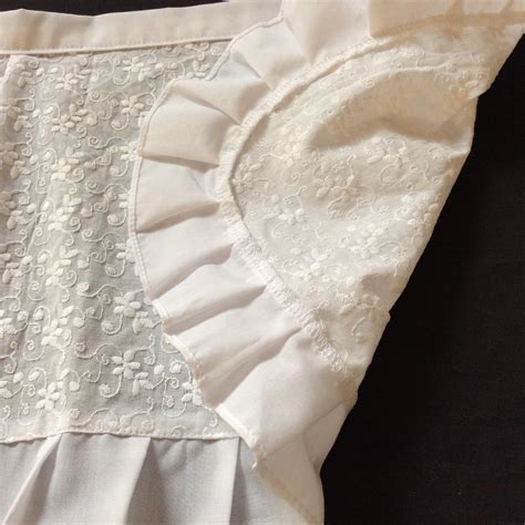 Large White Eyelet Apron With Ruffle French Maid Apron Etsy