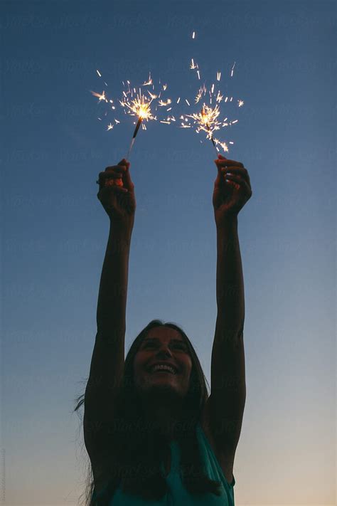 Woman Holding Sparklers At Night By Bonninstudio Diwali Photography