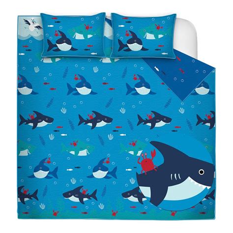 Safdie And Co 3 Piece Polyester Shark Double Queen Quilt Set In Multi