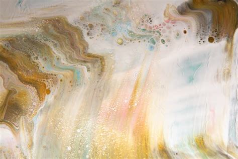 Vivid Abstract Art Fluid Painting With Gold Powder Stock Image Image