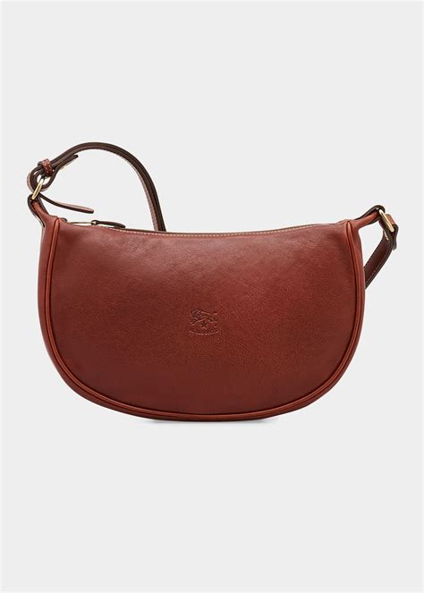 Il Bisonte Luna Medium Vintage Leather Shoulder Bag In Bw B Vintage