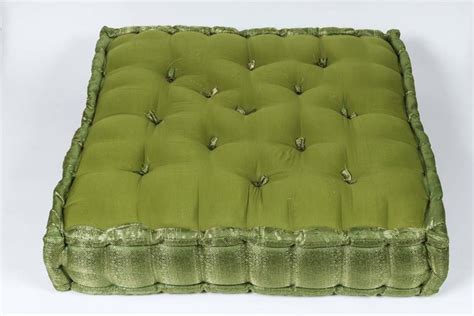 Oversized Silk Square Green Tufted Moroccan Floor Pillow Cushion For