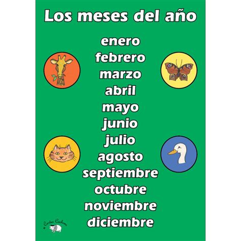 Spanish Vocabulary Poster Los Meses Del Año Little Linguist