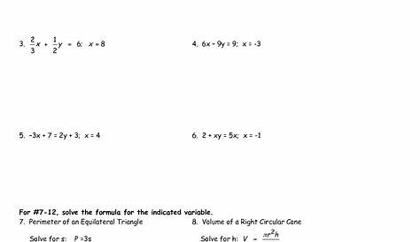 literal equations algebra 1 worksheets
