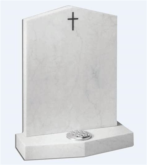 White Marble Headstone With Cross Marble Headstone