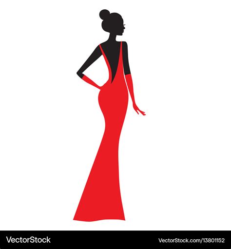 Fashion Model Silhouette Of Beautiful Woman In Vector Image