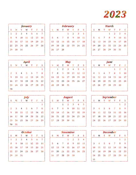 Year 2023 Calendar Png Image Png Mart
