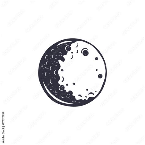 Vintage Hand Drawn Moon Symbol Silhouette Monochrome Moon Icon Stock