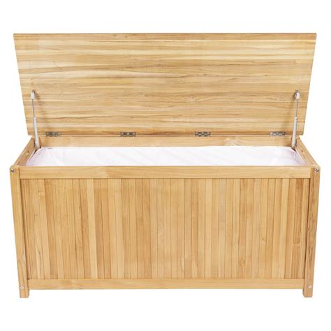 Terry Coastal Beach Brown Teak Wood Outdoor Storage Box Kathy Kuo Home