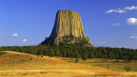 Trees Autumn Tower Wyoming Plateau Devils Tower Wallpaper 1920x1080