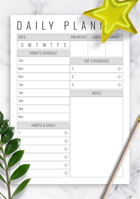 Download Printable Undated Daily Planner With Big Section For Notes Pdf