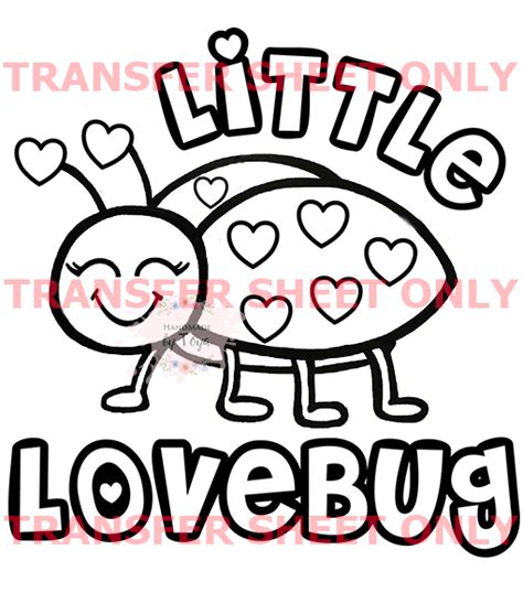 Little Love Bug Coloring Transfer Screen Print Iron On Transfer Sheet