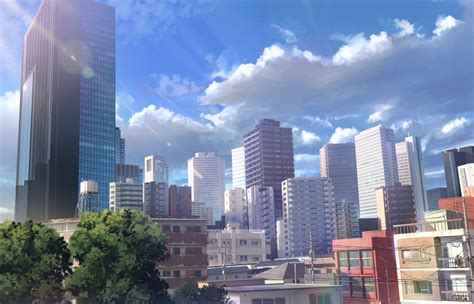 Wallpaper Clouds Buildings Anime Cityscape Scenic Resolution