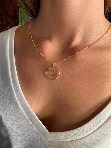 Circle Necklace Initial Necklace Circle Jewelry Necklaces For Women