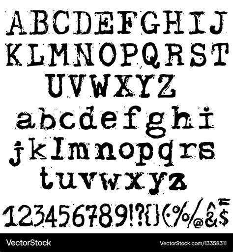 Old Typewriter Font Vintage Grunge Letters Vector Image