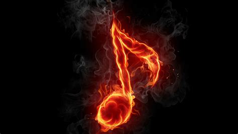 A Musical Note In Flames On The Black Background Wallpaper Download