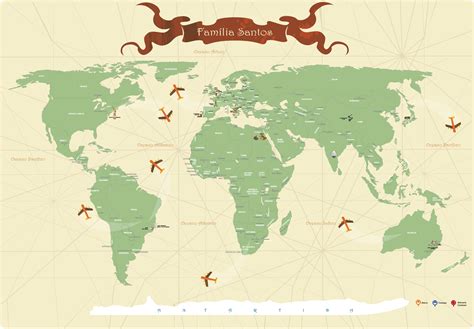 Mapa Mundi Para Marcar Viagens Lugares Visitados Com Cones