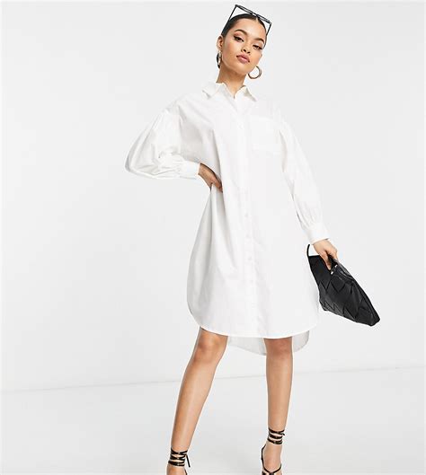 Vero Moda Petite Oversized Midi Shirt Dress In White Modesens