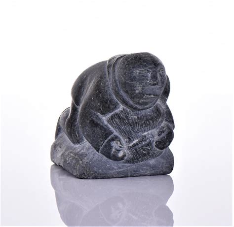 Inuit Soapstone Carving Of An Eskimo Signed On