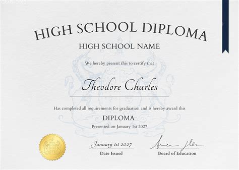 High School Diploma Template A Professional Design For Graduation