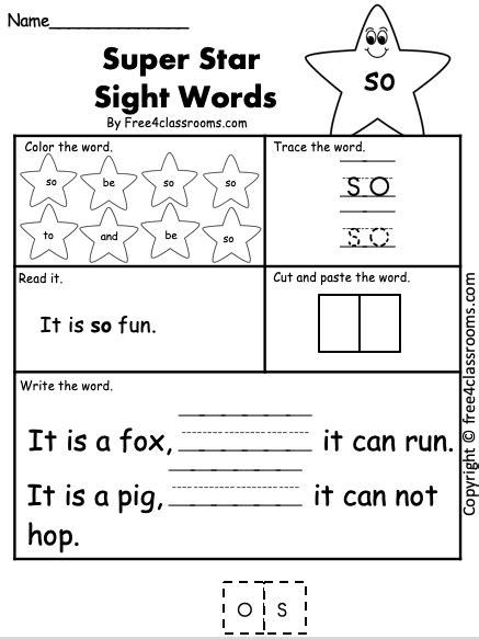 Free Sight Word Worksheet So Free Worksheets Free4classrooms
