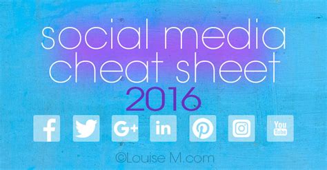 Social Media Cheat Sheet 2016 Must Have Image Sizes