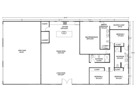 Barndominium Floor Plans 40x30
