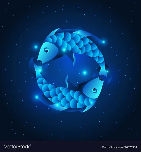 Pisces Zodiac Sign Blue Star Horoscope Symbol Vector Image