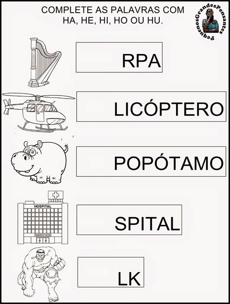 Pequenos Grandes Pensantes Atividades Inéditas Com A Letra H