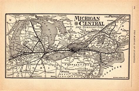 1891 Antique Michigan Central Railroad Map Vintage Michigan Etsy In