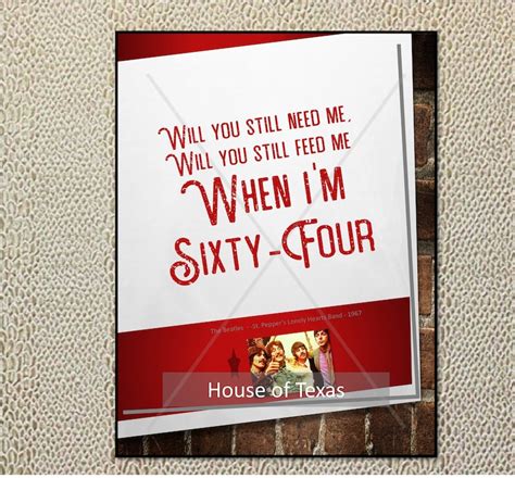 When Im Sixty Four Quote Print The Beatles Beatles Etsy