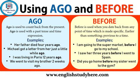 Using Ago And Before English Study Here