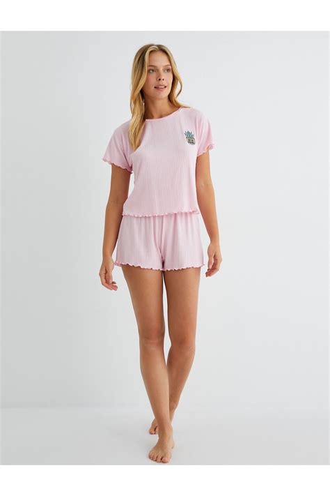 Koton Şortlu Modal Pijama Takımı Nakışlı Fiyatı Yorumları Trendyol