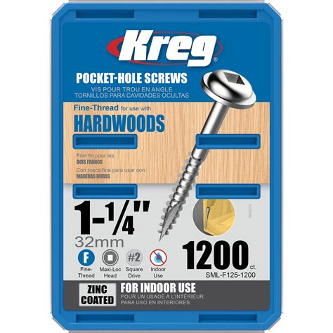 Kreg 7 X 1 14 In Washer Head Pocket Screws 1200 Pack