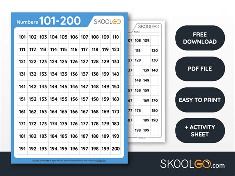 Numbers 101 To 200 Free Worksheet For Kids Skoolgo