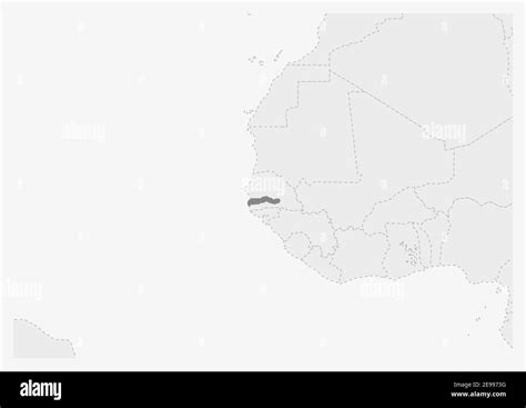 Map Of Africa With Highlighted Gambia Map Gray Map Of Gambia With