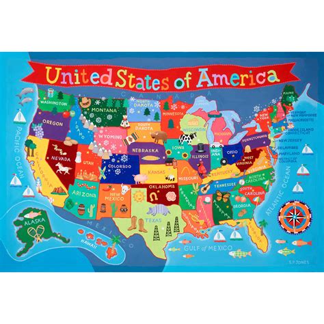 Waypoint Geographic Kids Usa Wall Map Laminated Wall Map Poster For