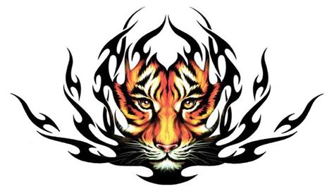 Awesome Orange Tribal Tiger Tattoo Design For Men Tattooimagesbiz