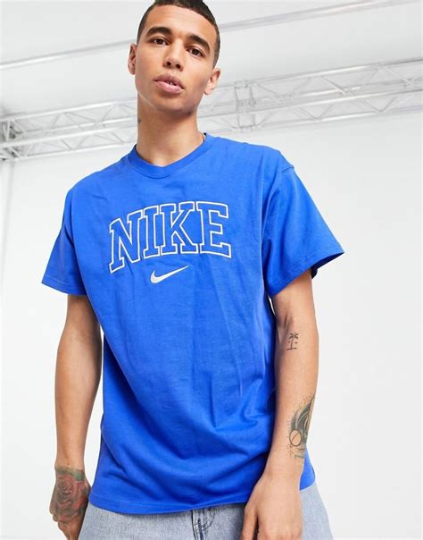 Nike Retro Logo Oversized Heavyweight T Shirt In Royal Blue Asos In