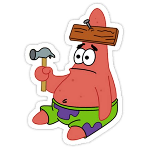 Spongebob Patrick With Wood On Head Sticker Mania