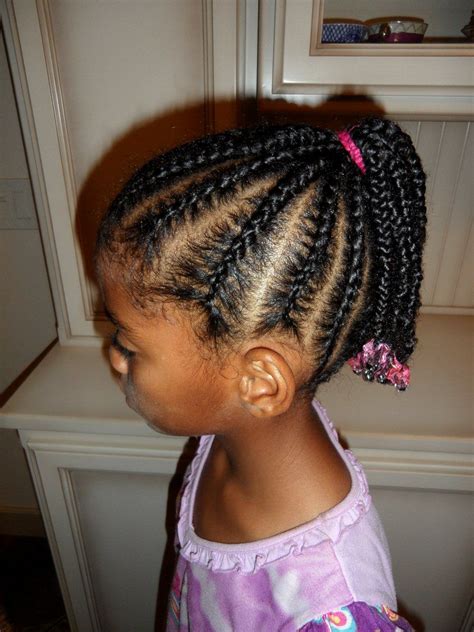 Center ponytail braids for toddlers. Cornrows into ponytail. | Hair styles, Braids with weave ...